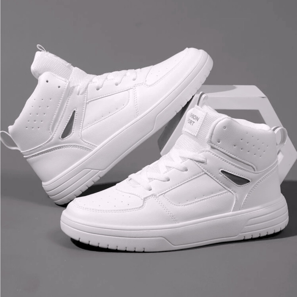 Men's Flats Shoes Casual Sneakers, Lace Up Lightweight High-Top Daily Shoes - Picture 5 of 5